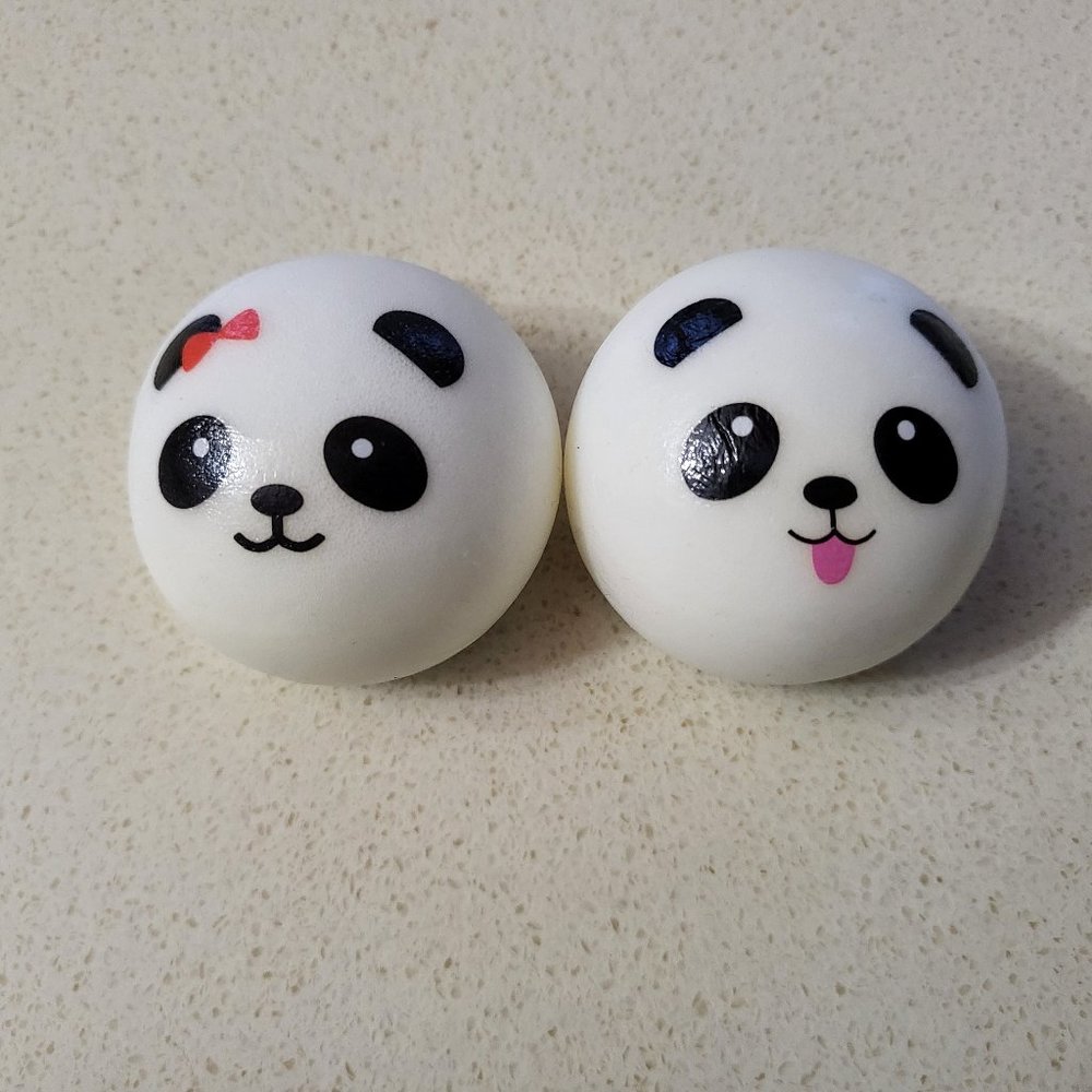Mini Panda Kuma Bear steam bun squishy toy cell phone strap